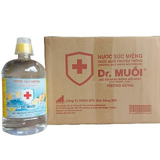 Nguyên thùng dr muối nước súc miệng hương gừng - 9 chai x 1000ml