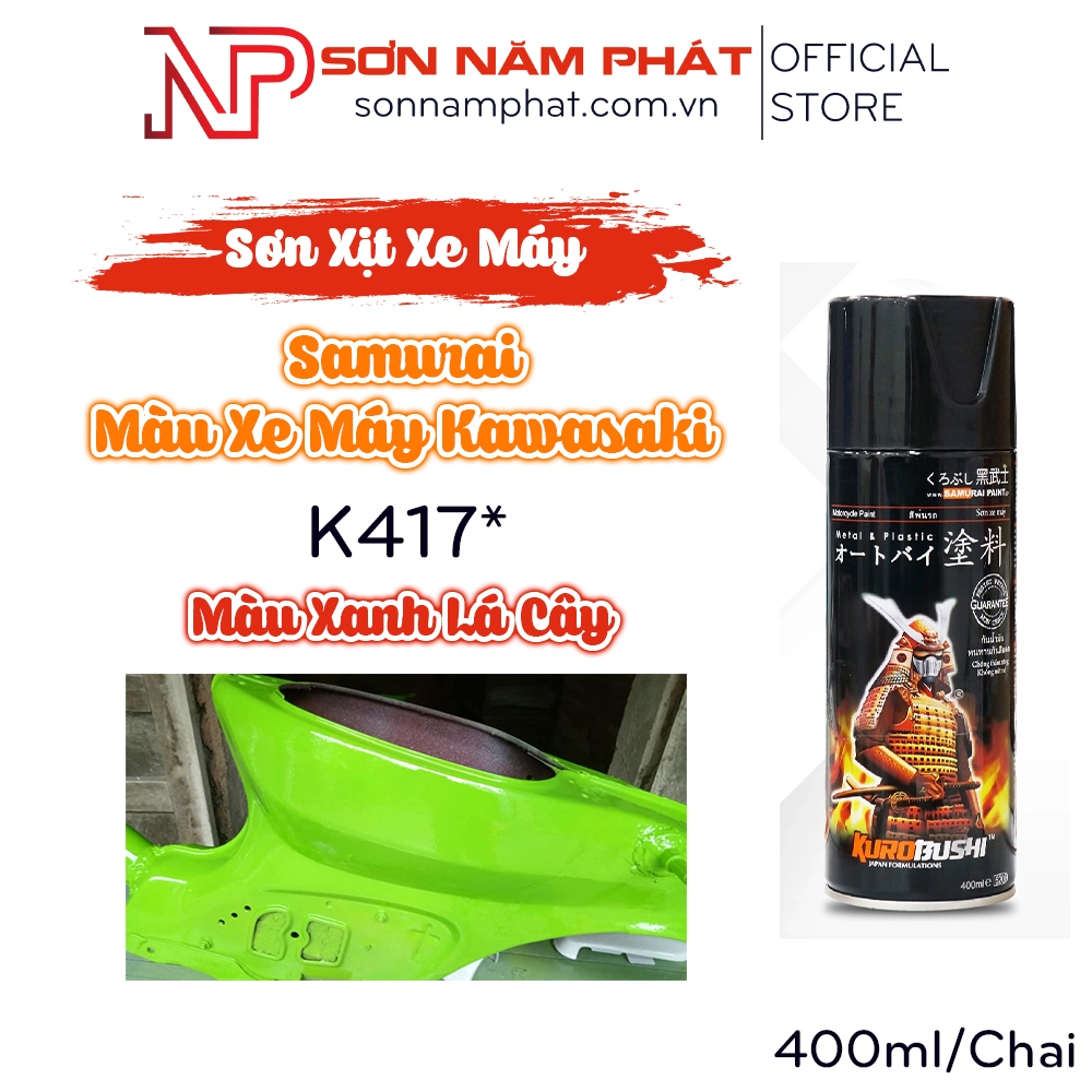 Sơn Xịt Samurai Màu Xe Máy Kawasaki K417* Màu Xanh Lá Cây