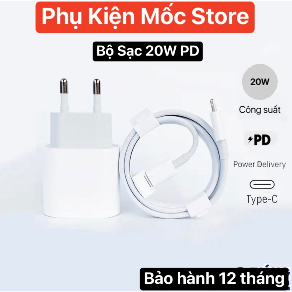 Bộ Sạc EU Chân tròn 20w Power Adapter Chuẩn Sạc Nhanh Từ 8pl >14promax - Mốc Store