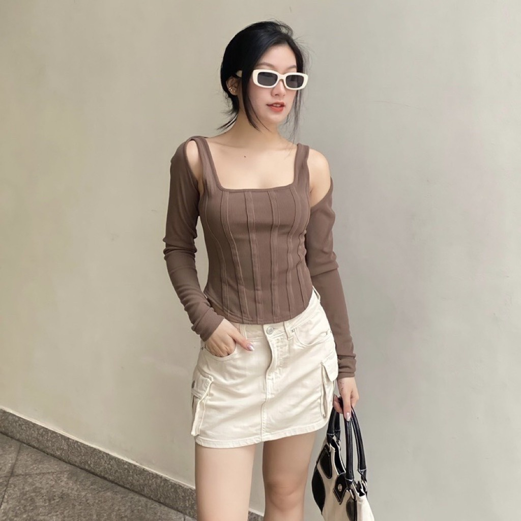 Chân Váy Ngắn Túi Hộp Chất Kaki Jean Mềm Mịn, Chân Váy Bò Chữ A Lưng Cao Dáng Ngắn Có Lót Quần Siêu Hot