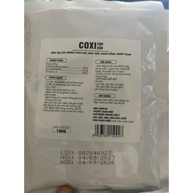 100gr Anticox S - Cầu trùng máu tươi, phân sáp, đầu đen, ký sinh trùng máu trên gia cầm