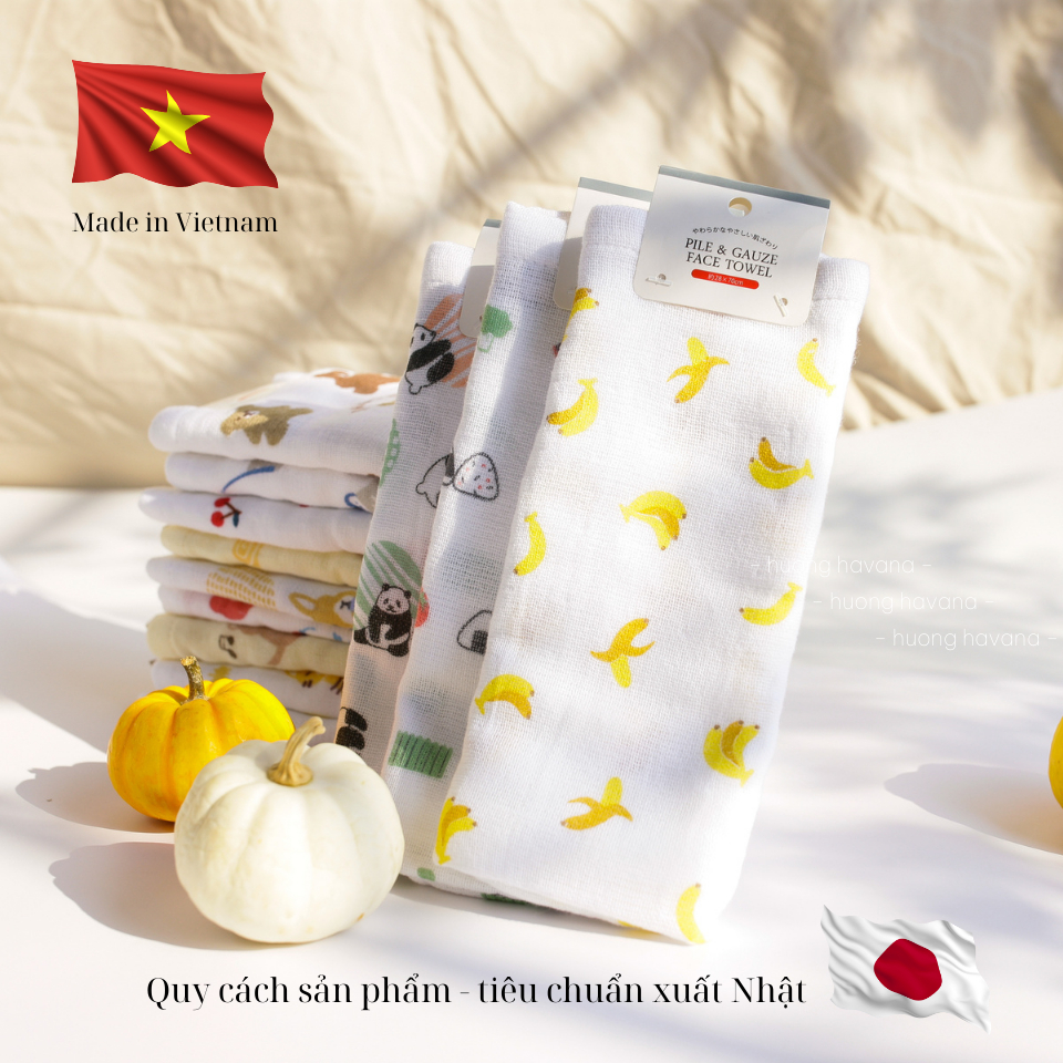 Khăn mặt cute chất cotton organic 100% mềm mại kháng khuẩn chăm sóc da, dùng được cho trẻ sơ sinh mã KHAN04