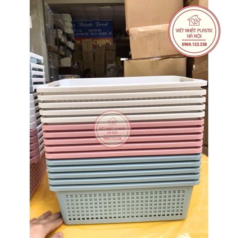 Rổ Nhựa Chữ Nhật Việt Nhật 44x30x15cm- 1196/1197/1198, rổ nhựa chữ nhật đa năng | BigBuy360 - bigbuy360.vn