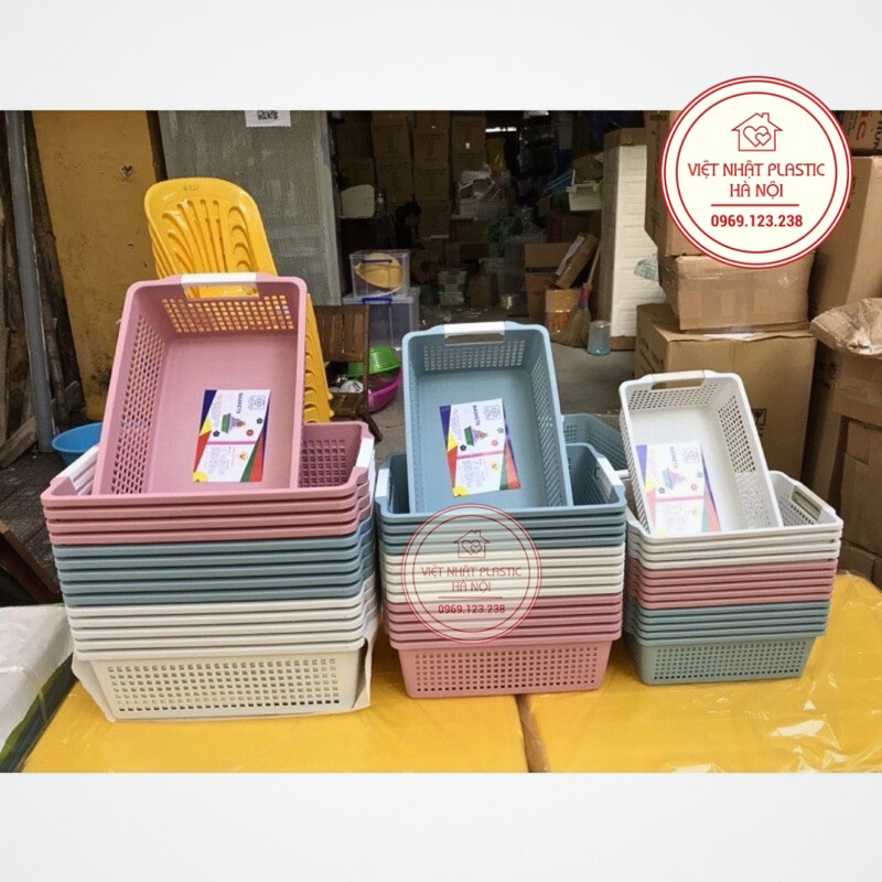 Rổ Nhựa Chữ Nhật Việt Nhật 44x30x15cm- 1196/1197/1198, rổ nhựa chữ nhật đa năng | BigBuy360 - bigbuy360.vn