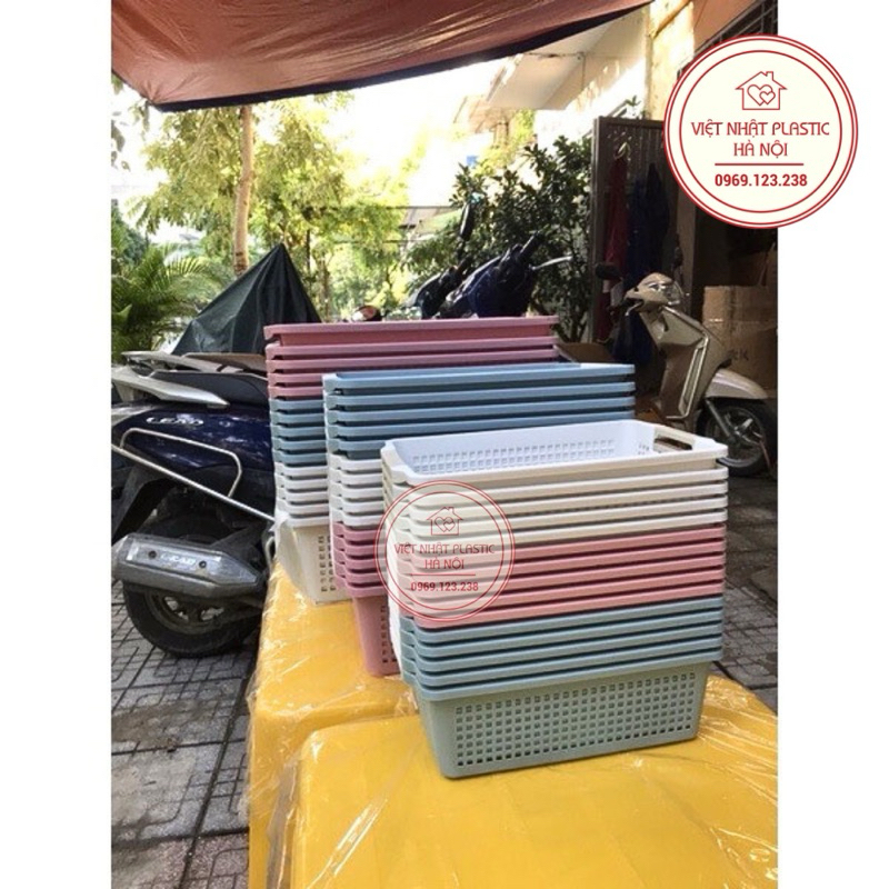 Rổ Nhựa Chữ Nhật Việt Nhật 44x30x15cm- 1196/1197/1198, rổ nhựa chữ nhật đa năng | BigBuy360 - bigbuy360.vn