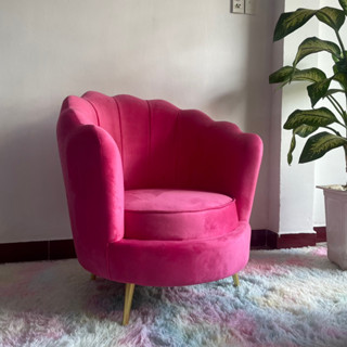 (Hỏa Tốc HCM)Ghế Sofa đơn - Ghế đọc sách thư giãn - Ghế làm Nail vải Nhung màu Hồng
