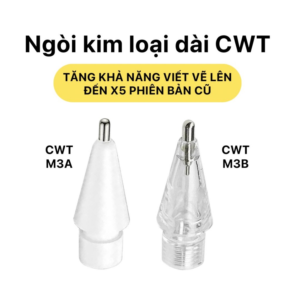 Đầu bút thay thế cao su - Ngòi kim loại ngắn dài dùng cho bút nhà táo 1/2