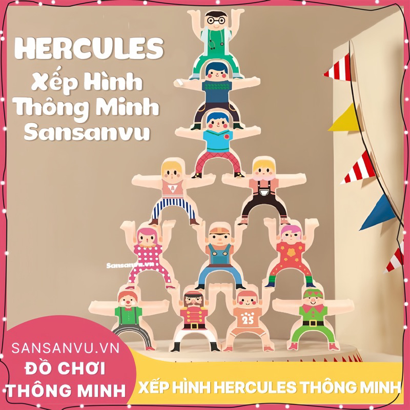 Đồ Chơi Hercules Xếp Hình Thông Minh Sansanvu, Đồ Chơi Xếp Chồng Thăng Bằng Balance, Xếp Khối Cân Bằng DominoCho Bé