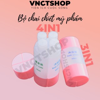 Bộ chai chiết mĩ phẩm đi du lịch 4in1 vnctshop, lọ chiết mỹ phẩm chiếc đựng dầu gội sữa tắm rửa mặt