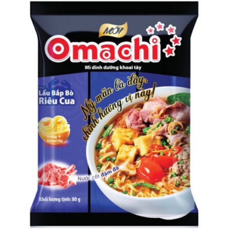 Lốc 10 gói mì omachi bắp bò riêu cua 80g