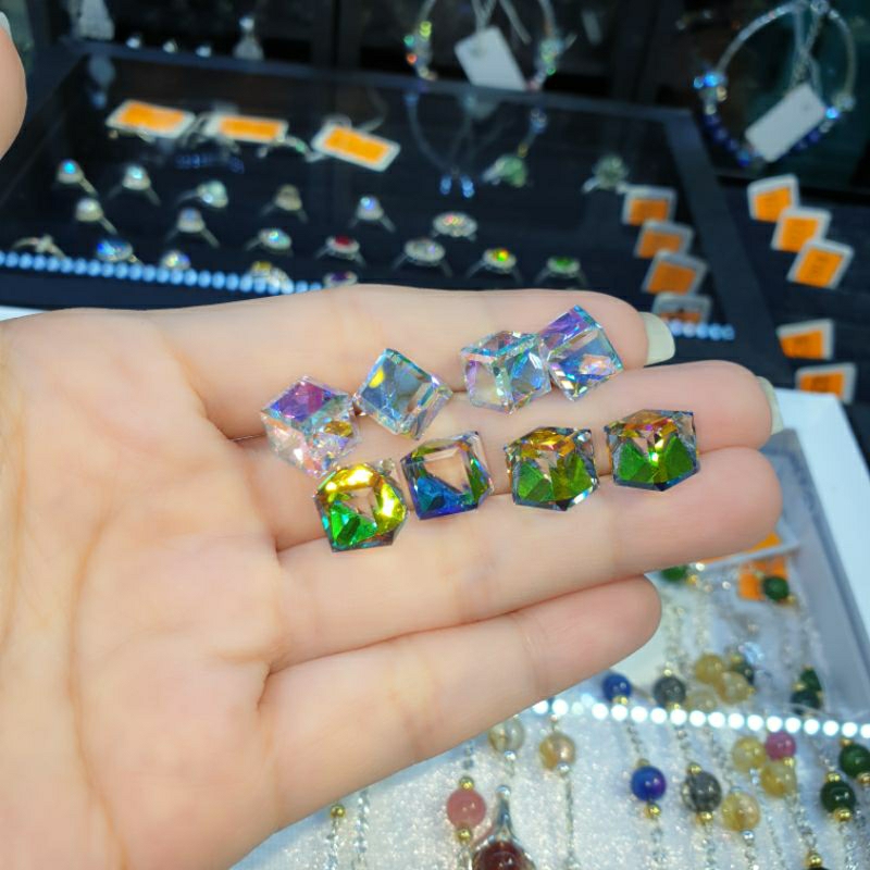 BÔNG TAI KHUYÊN NỤ BẠC 925 PHA LÊ Áo CAO CẤP