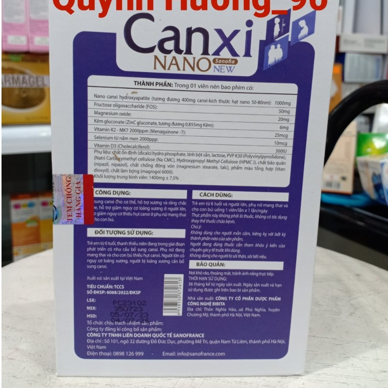 ( Chính Hãng ) CANXI NANO SANOFIA NEW lọ 30 viên giúp bổ sung canxi hàm lượng cao cho cơ thể
