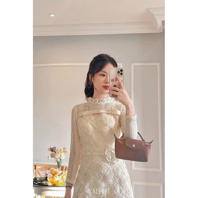 Túi đeo vai, quai xách longch@mp màu nâu cao cấp