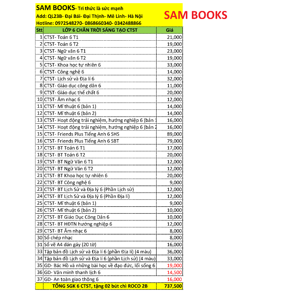 SGK Lớp 6 CTST bán lẻ kèm bút chì 2B 10k STAEDTLER