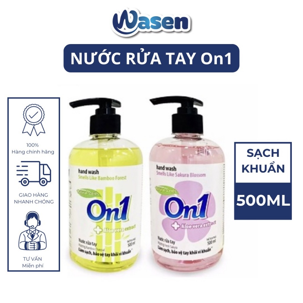 Nước rửa tay On1 cao cấp, sạch vi khuẩn, mềm da tay chai 500ml Wasen