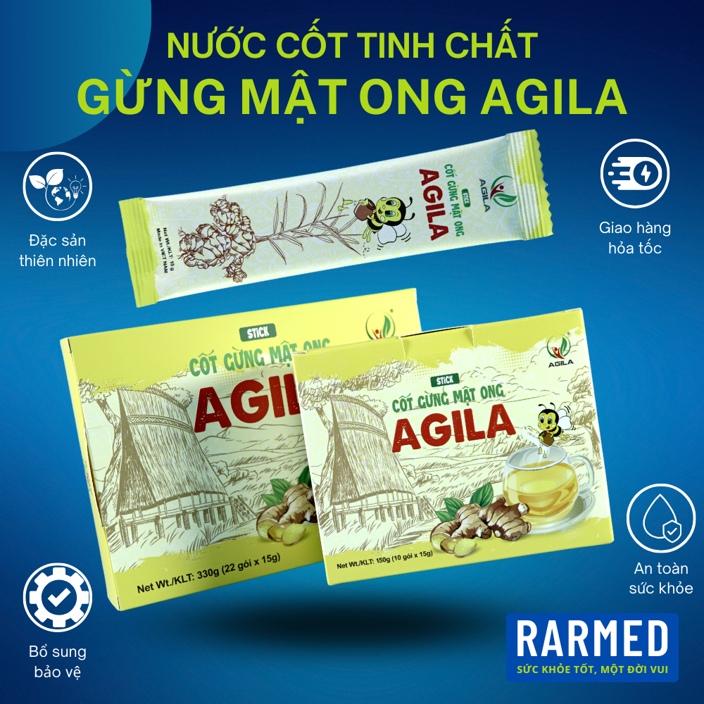 Hộp nước tinh chất cốt gừng mật ong Agila tốt cho sức khỏe - Hộp 10 & 22 gói