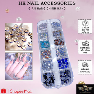Khay đá tròn chân bằng gắn, trang trí móng HK NAIL ACCESSORIES