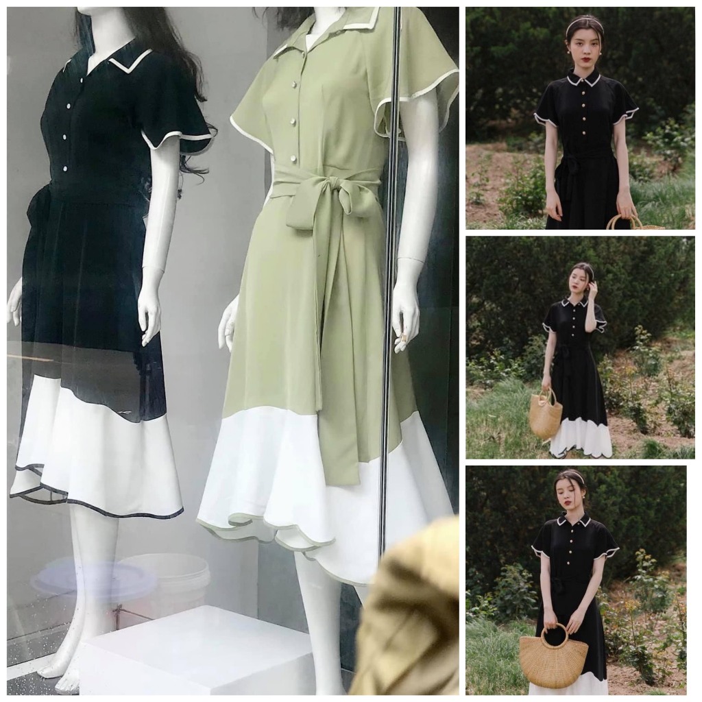 Đầm vintage thiết kế cách điệu gợn sóng tinh tế (VD14)