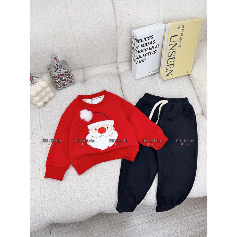 Bộ nỉ 2 da ông già noel quần đen cho bé