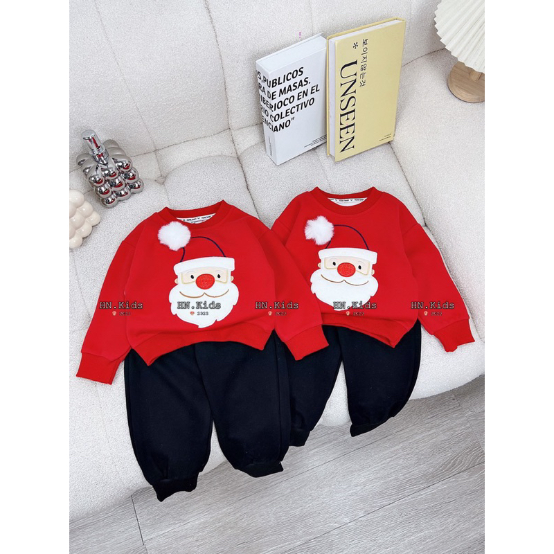 Bộ nỉ 2 da ông già noel quần đen cho bé