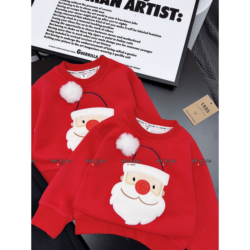 Bộ nỉ 2 da ông già noel quần đen cho bé