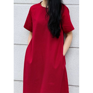Đầm Linen dáng dài đỏ đô