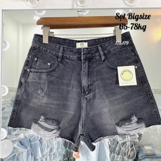 Quần sọt jean nữ rách màu xám rách hàng jean cotton rách bụi bigsize