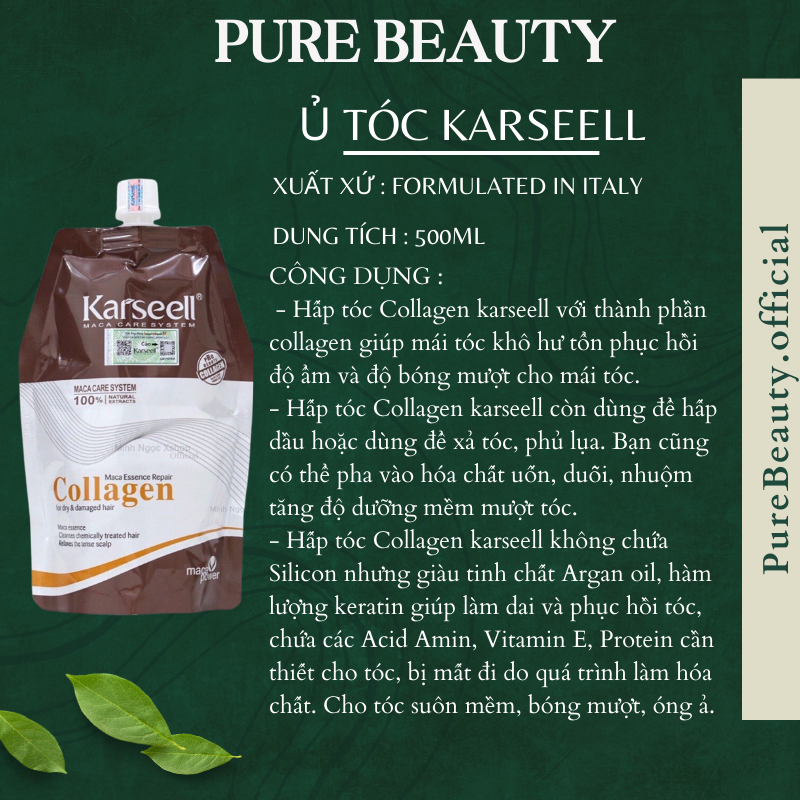 Kem ủ tóc KARSEELL MACCA COLLAGEN 500ML dưỡng tóc mềm mượt phục hồi hư tổn lấy lại thanh xuân cho mái tóc