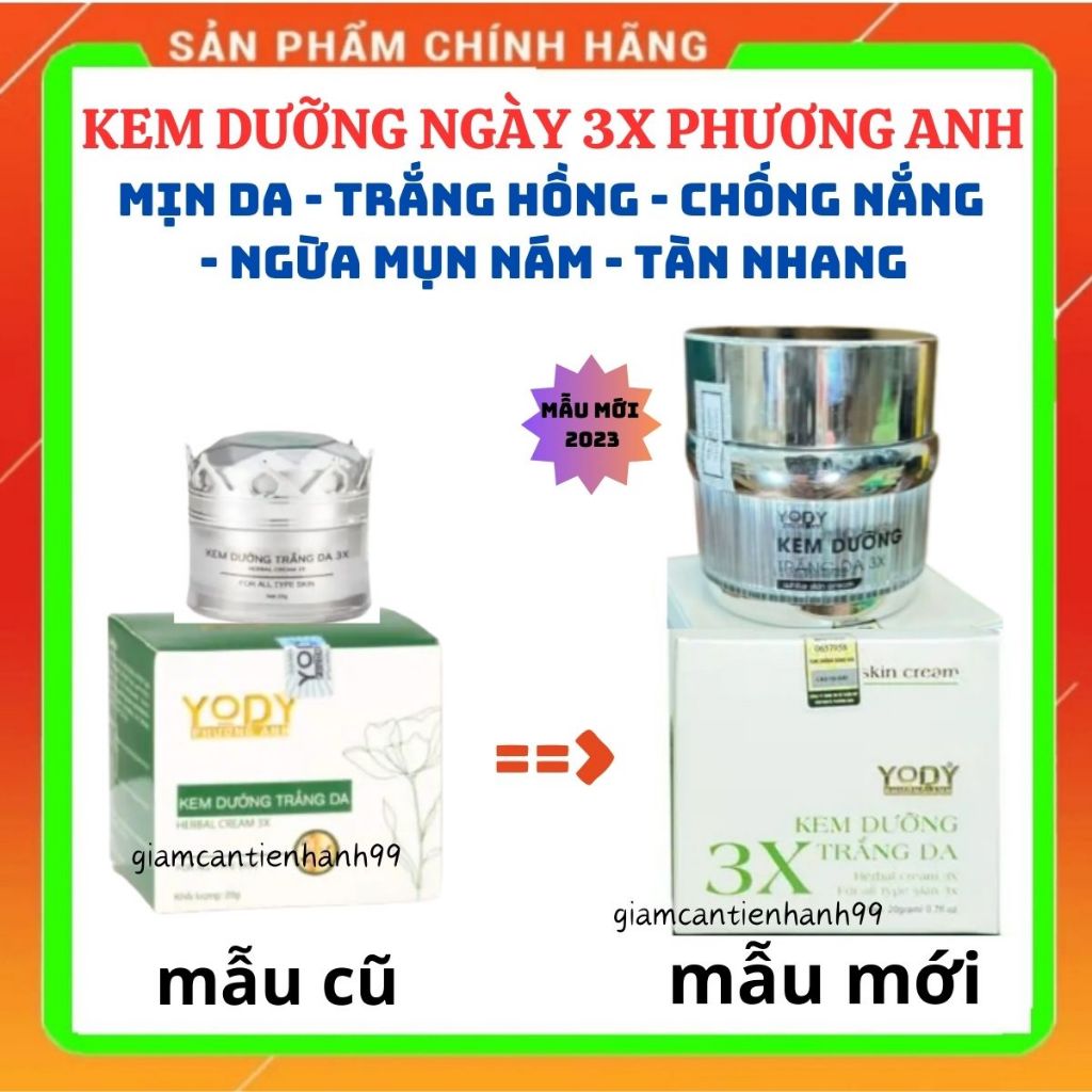 Kem 3X Phương Anh - Kem dưỡng da ban ngày sau tái tạo Phương Anh Yody White