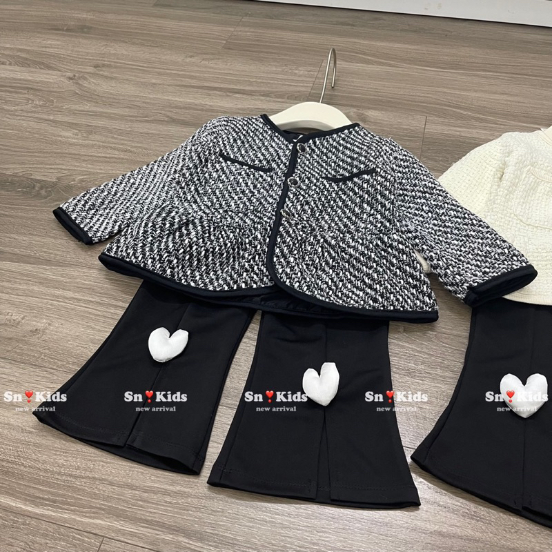 Set áo dạ pelum quần tim loe bé gái