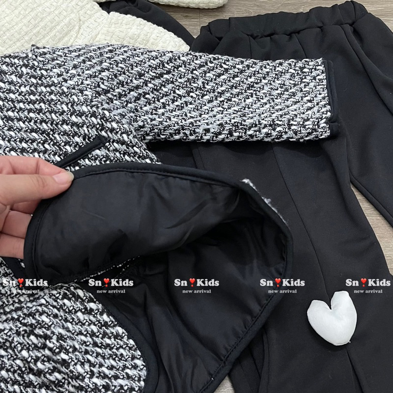 Set áo dạ pelum quần tim loe bé gái