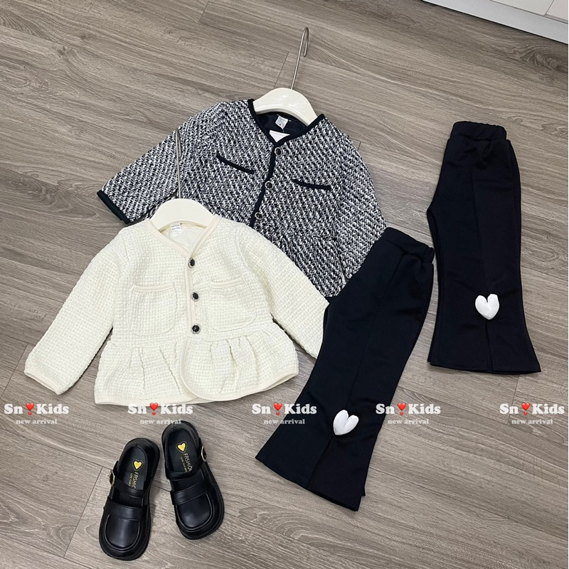 Set áo dạ pelum quần tim loe bé gái