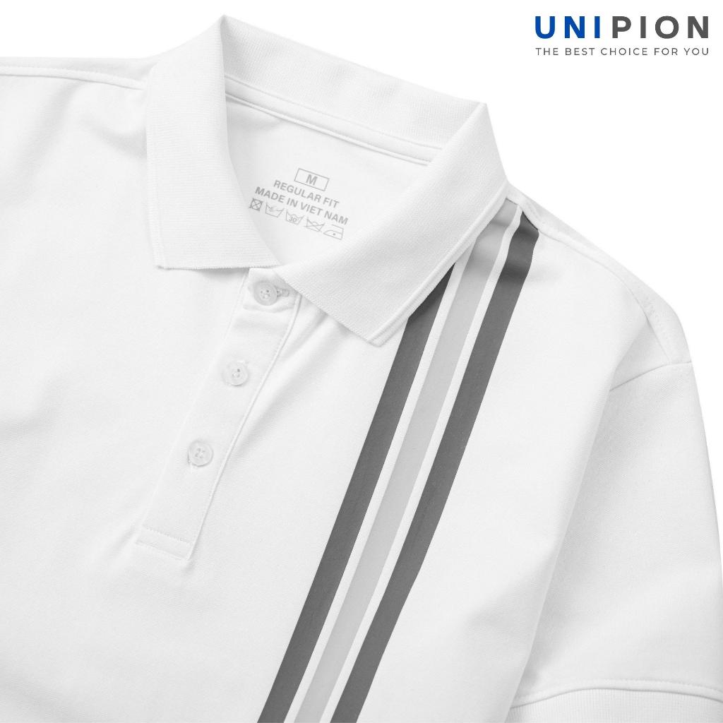 Áo polo nam UNIPION phối sọc in chất cotton CVC thấm hút, co giãn, thoáng mát kiểu dáng trẻ trung, năng động - AT175
