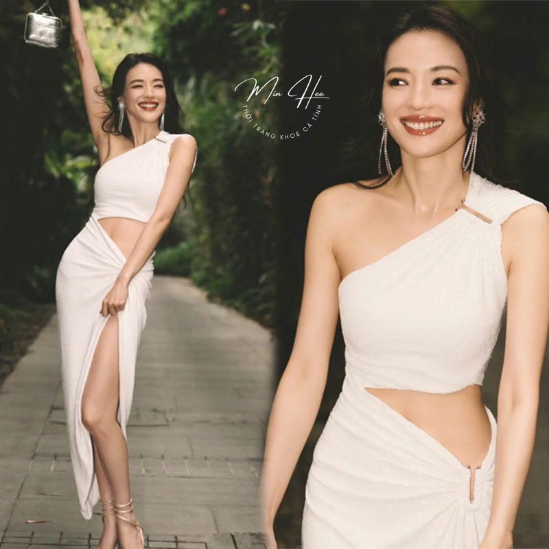 Đầm body nữ xẻ tà dáng dài, váy body xẻ tà cắt eo cá tính cho nàng đi chơi