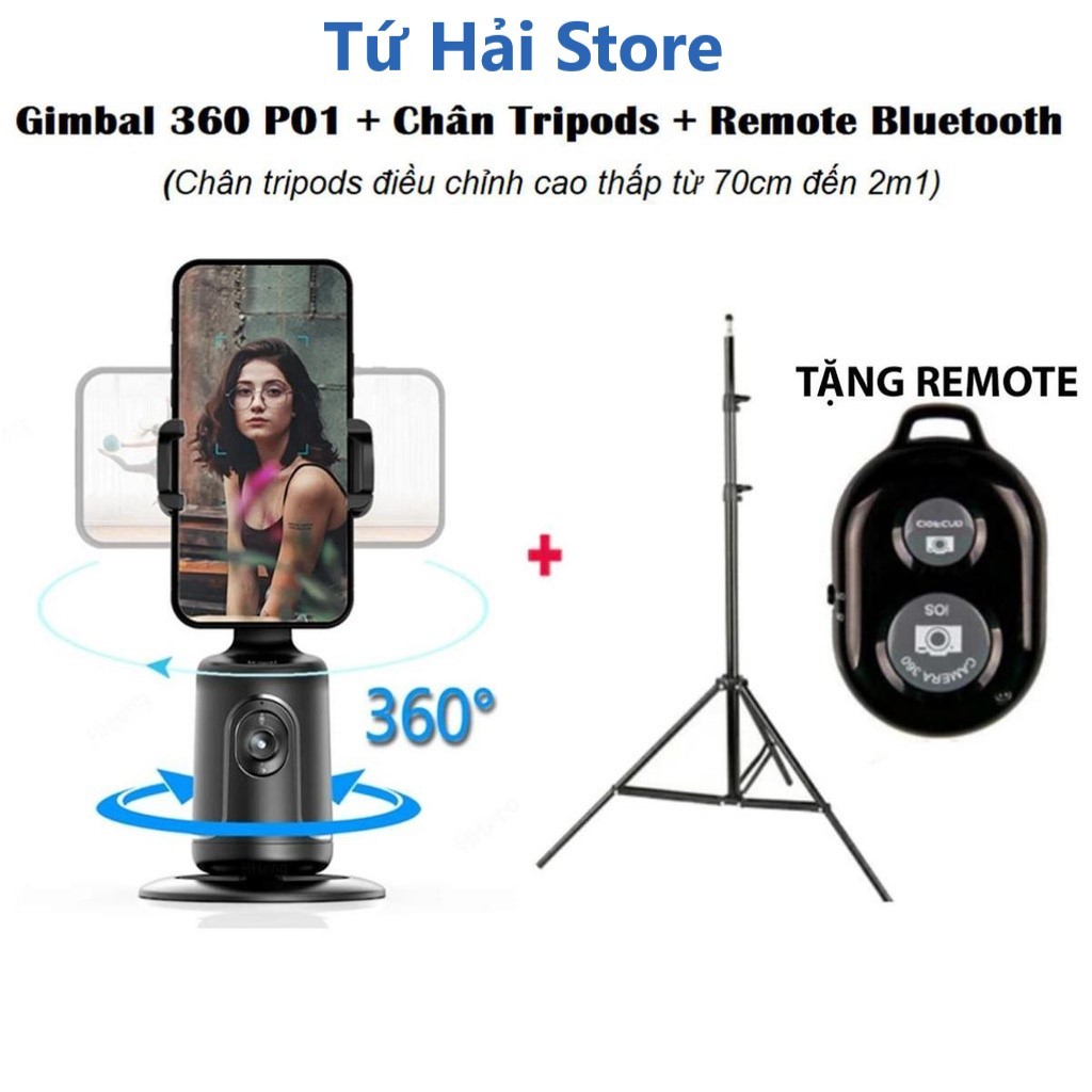 Giá Đỡ Điện Thoại Gimbal P01 Có Camera Tự Theo Dõi Chuyển Động Xoay 360 Độ , Không Cần App Cho Vlog, Livestream, Video.