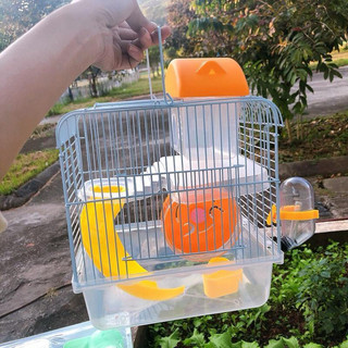 Lồng nuôi hamster 2 tầng kèm phụ kiện: Lồng tiểu hoàng tử khay trong THTT