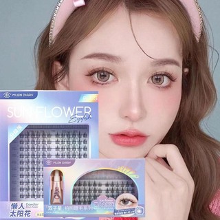 Mlen Diary Mi giả hướng dương có thể tái sử dụng, trông tự nhiên, nối mi, cụm phân đoạn riêng lẻ
