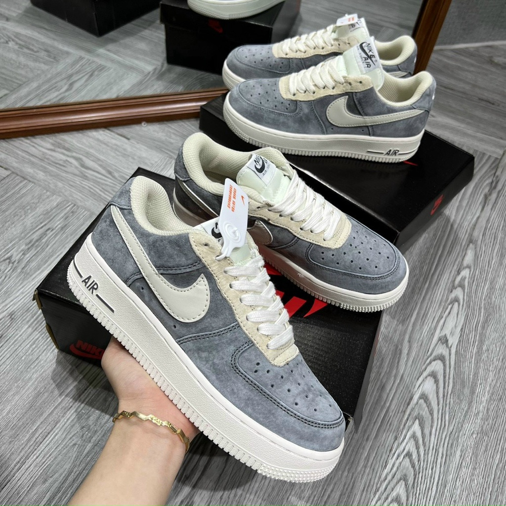 Giày thể thao AF1 vải trắng đen da lộn đế Air cao cấp, air force 1 custom vải Canvas đen hot 2023.XO.Boutique.HD