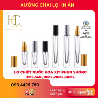  Chai lọ chiết đựng nước hoa thủy tinh vuông vỏ dày  loại 3ml,5ml, 9ml,10ml, 15ml, 20ml,30ml