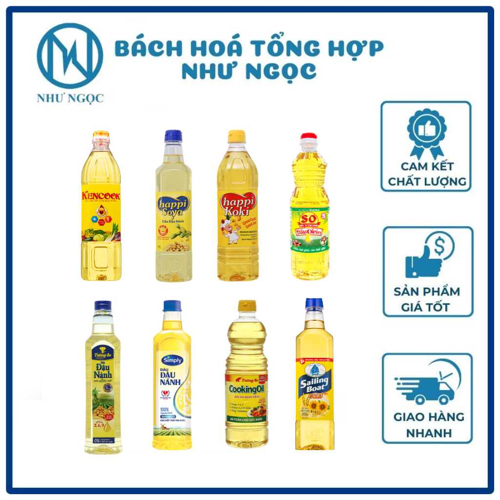 Dầu ăn 1 Lít - Cooking Oil/ Marvela/ Olita/ Sailing Boat/ Happi Koli/ Happi Soya/ Simply/ Dầu Nành Tường An