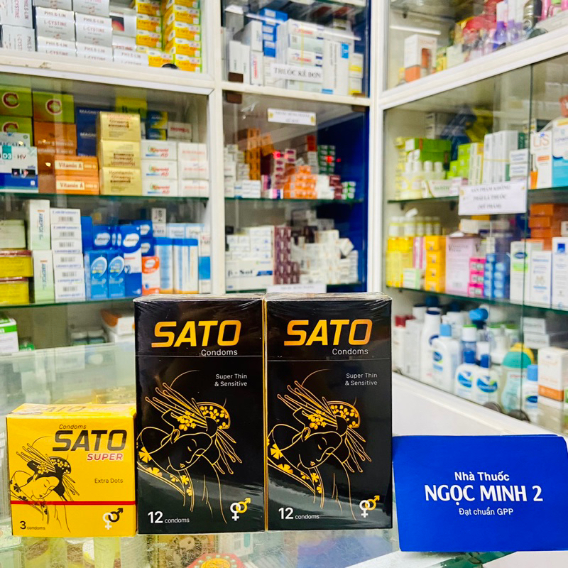 ✅  Bao Cao Su Sato condoms chuẩn Nhật 100% cao su tư nhiên  hộp 12 cái ,3 cái