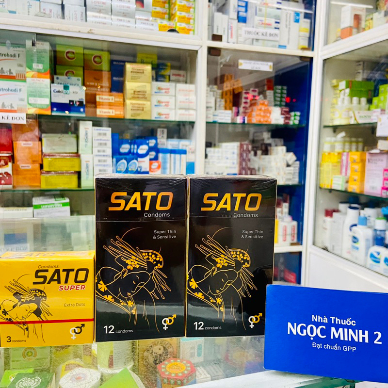 ✅ [Chính Hãng] Bao Cao Su Sato condoms chuẩn Nhật 100% cao su tư nhiên  hộp 12 cái ,3 cái