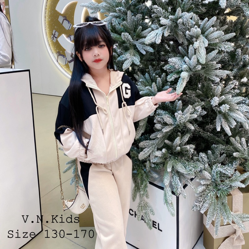 Bộ khoác nỉ thêu G chất dã man cho Bé 17kg - 41kg