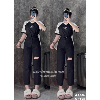 Baggy Jeans Lưng Cao Rách 1Ô