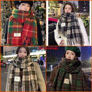 Khăn len cashmere cao cấp, khăn quàng len dạ sọc caro tinh tế giữ ấm mùa đông unisex