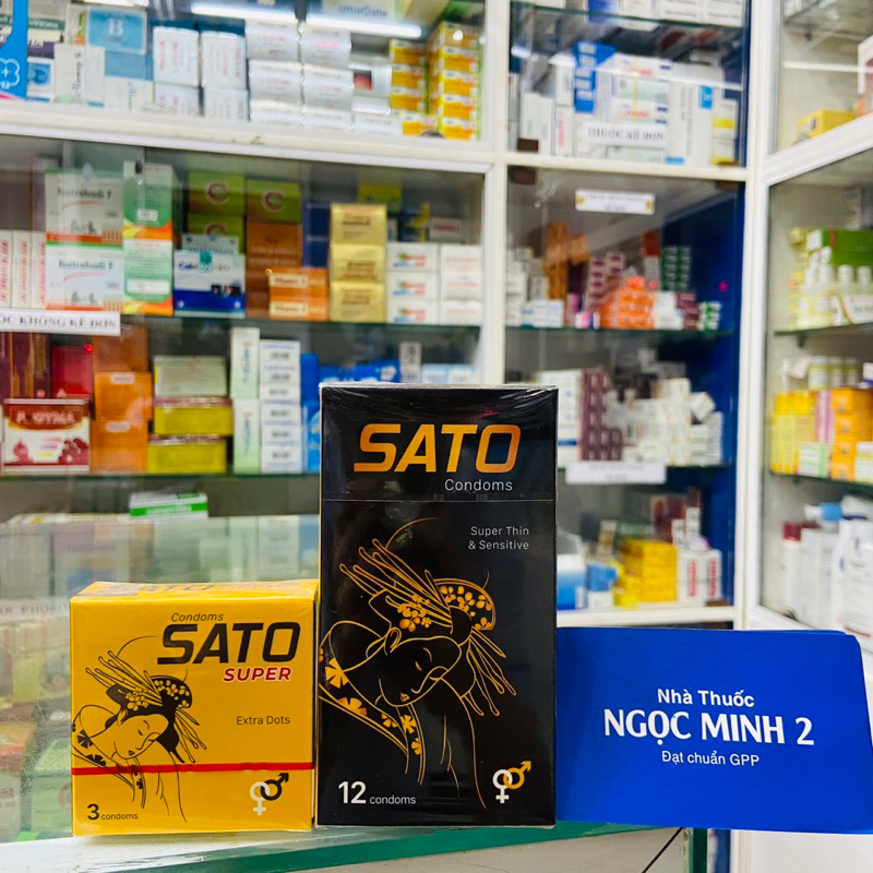 ✅  Bao Cao Su Sato condoms chuẩn Nhật 100% cao su tư nhiên  hộp 12 cái ,3 cái