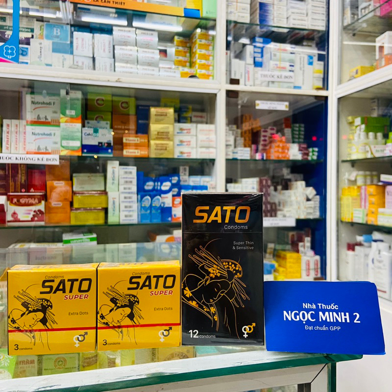 ✅  Bao Cao Su Sato condoms chuẩn Nhật 100% cao su tư nhiên  hộp 12 cái ,3 cái