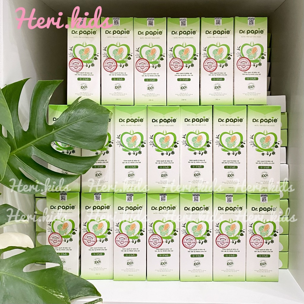 Nước Tắm Thảo Dược Dr Papie Giúp Giảm Mẩn Ngứa Và Rôm Sảy, Hỗ Trợ Làm Sạch, Mát Da Bé - Chai 230ml