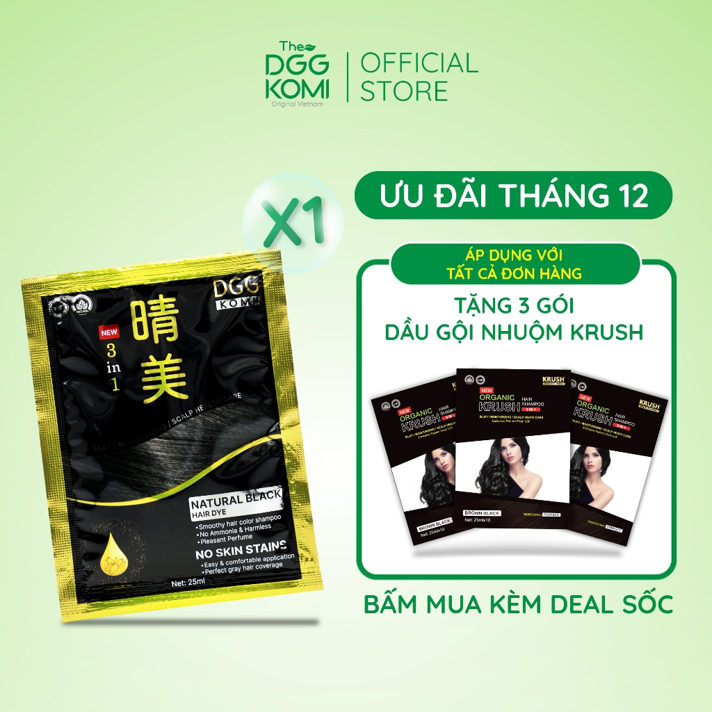 Dầu gội nhuộm tóc thảo dược KOMI VIỆT NAM chiết xuất thiên nhiên dạng gói 25ml