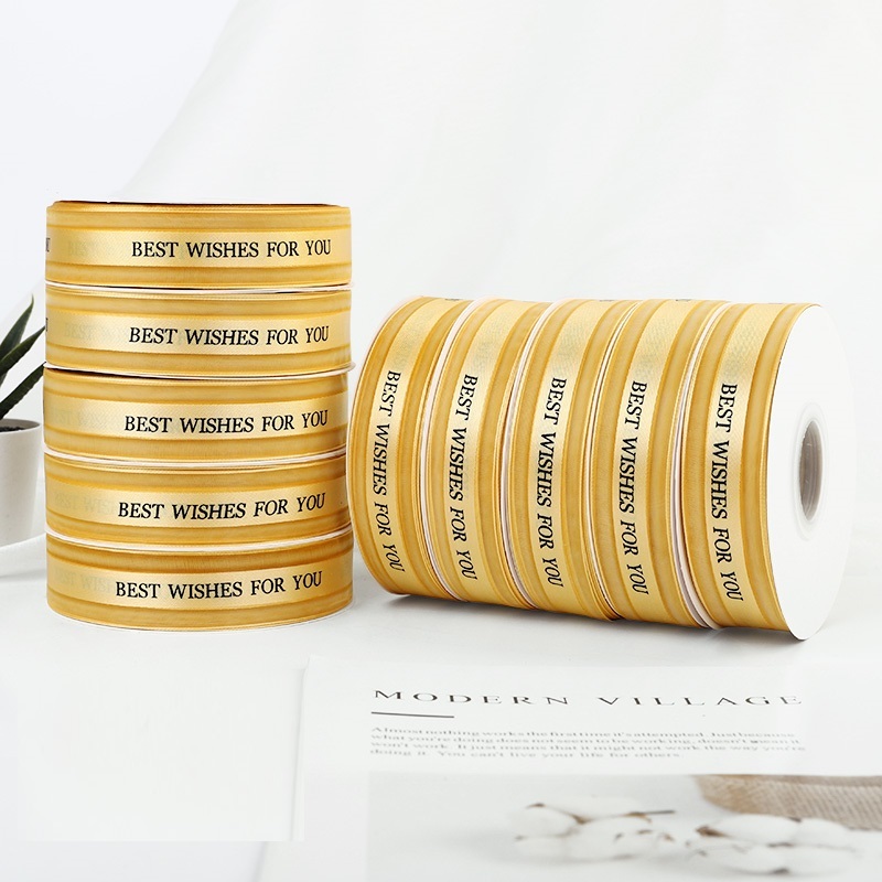 Ruy Băng Voan 2,5cm chữ BEST WISHES FOR YOU làm nơ gói quà cực đẹp